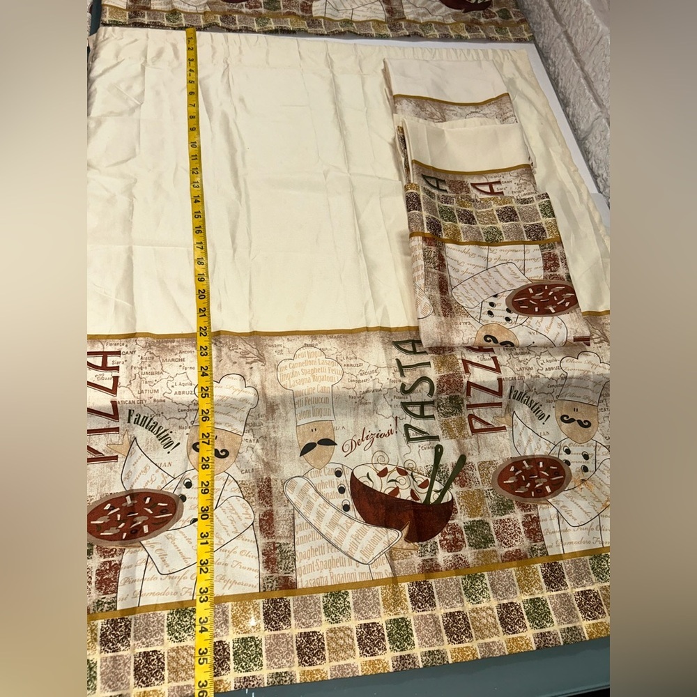 Fun Novelty Curtains Valence Sets Italian Food  
Pizza Pasta Cooking Kitchen new - Picture 14 of 15